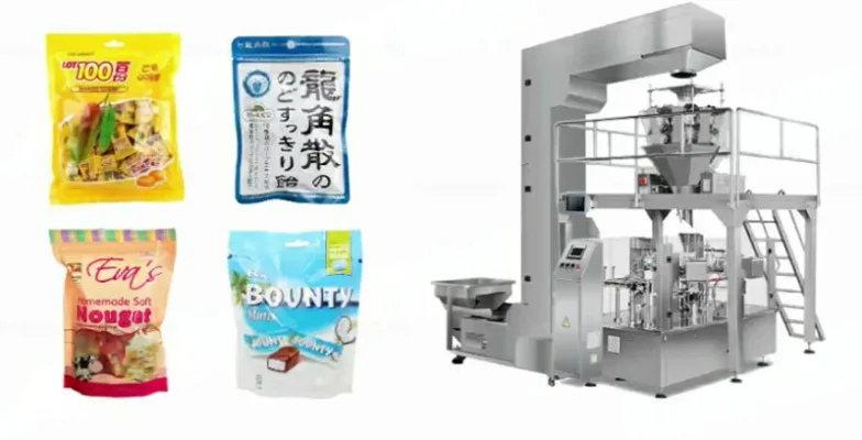 premade pouch packing machine, rotary pouch packing machine, rotary pouch filling machine